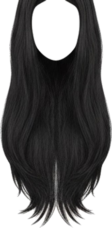 Long Straight Black Wig with Middle Part