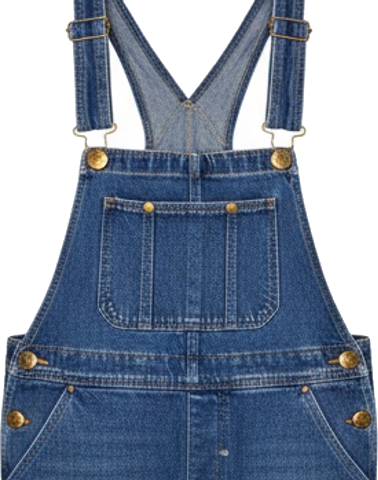 Adult Blue Denim Overalls with Gold Buttons