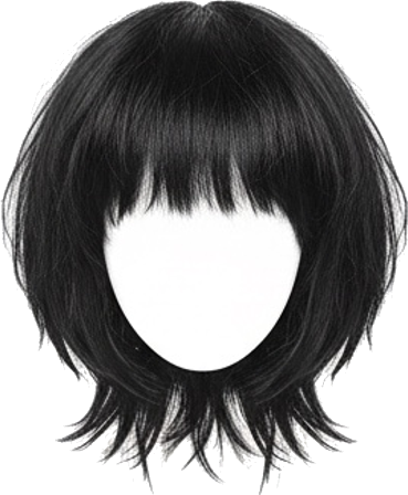 Short Black Wig with Spiky Bangs