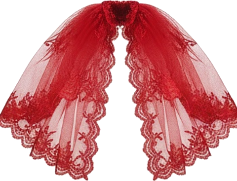 Red Lace Veil with Comb