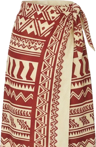 Cream Tapa Pattern Wrap Skirt Long