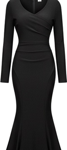 Black Long Sleeve Mermaid Maxi Dress