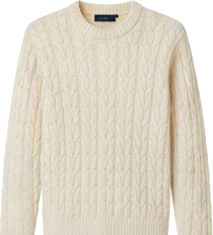 Cream Cable Knit Sweater Tied Over Shoulders