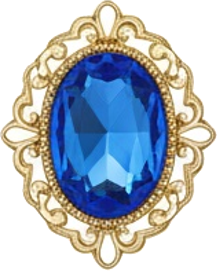 Blue Oval Gem Brooch Gold Frame