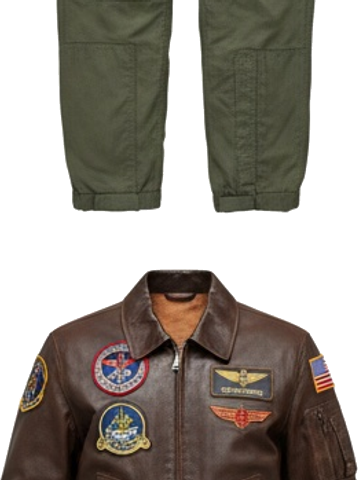 Brown Leather Bomber Jacket with Patches