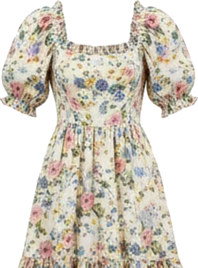 Floral Puff Sleeve Prairie Midi Dress