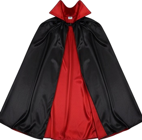 Black Vampire Cape with Red Lining and High Collar