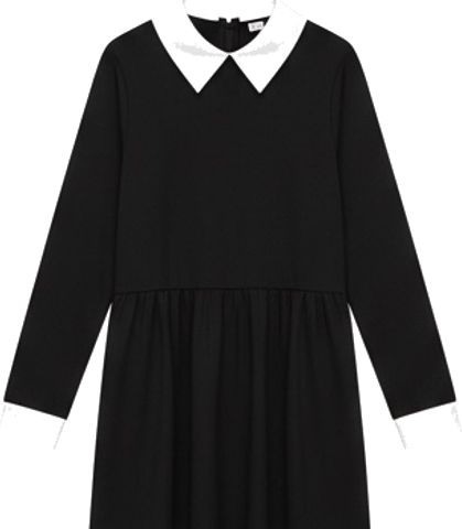 Black Collared Dress with White Peter Pan Collar